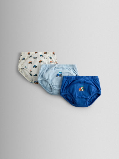Dsiney Kidz - JoJo Maman Bébé Blue 3-Pack Tractor Training Pants image 1