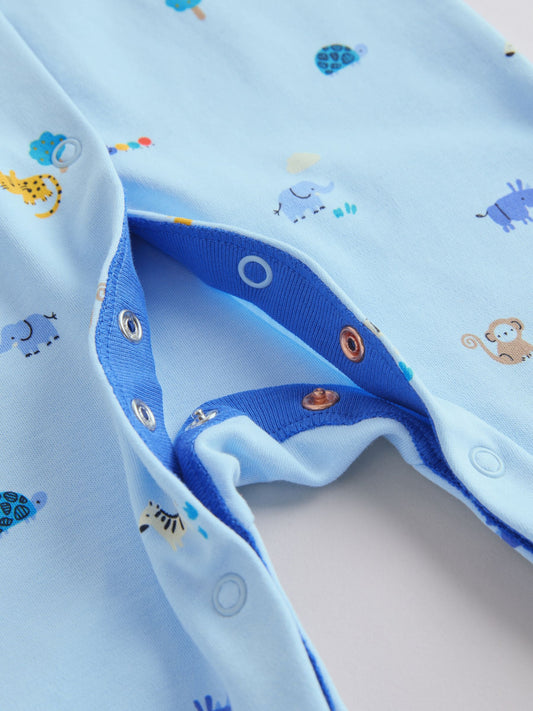 Blue Safari Baby Sleepsuits 3 Pack image 3
