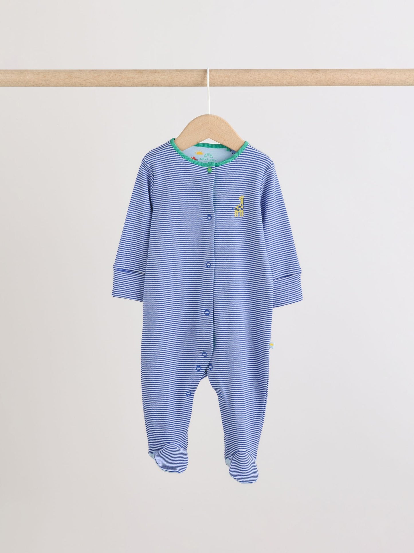 Blue Safari Baby Sleepsuits 3 Pack image 4