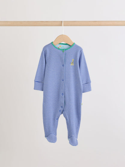 Blue Safari Baby Sleepsuits 3 Pack image 4