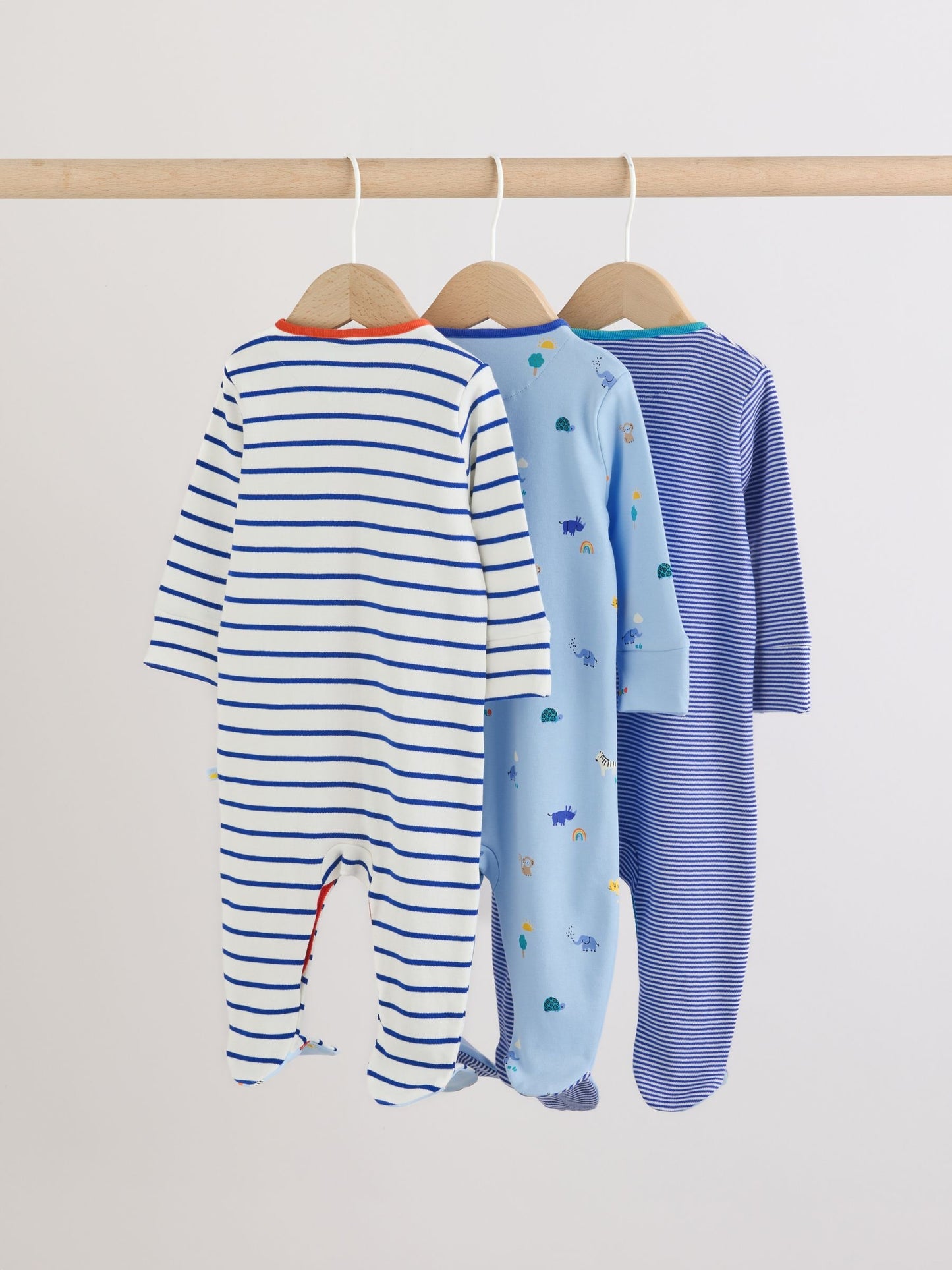 Blue Safari Baby Sleepsuits 3 Pack image 5