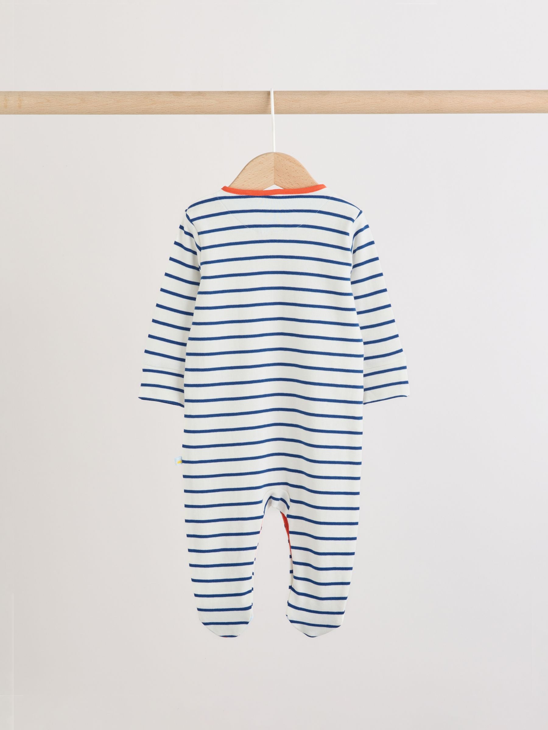 Blue Safari Baby Sleepsuits 3 Pack image 6