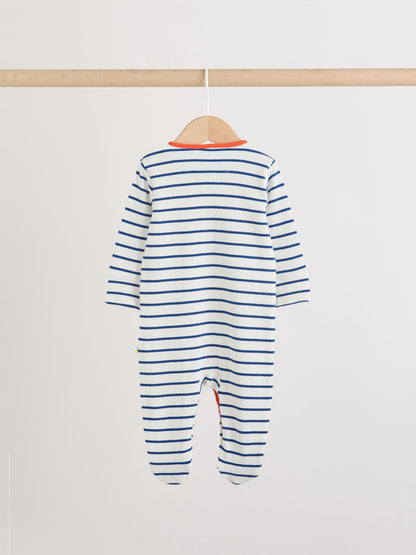 Blue Safari Baby Sleepsuits 3 Pack image 6