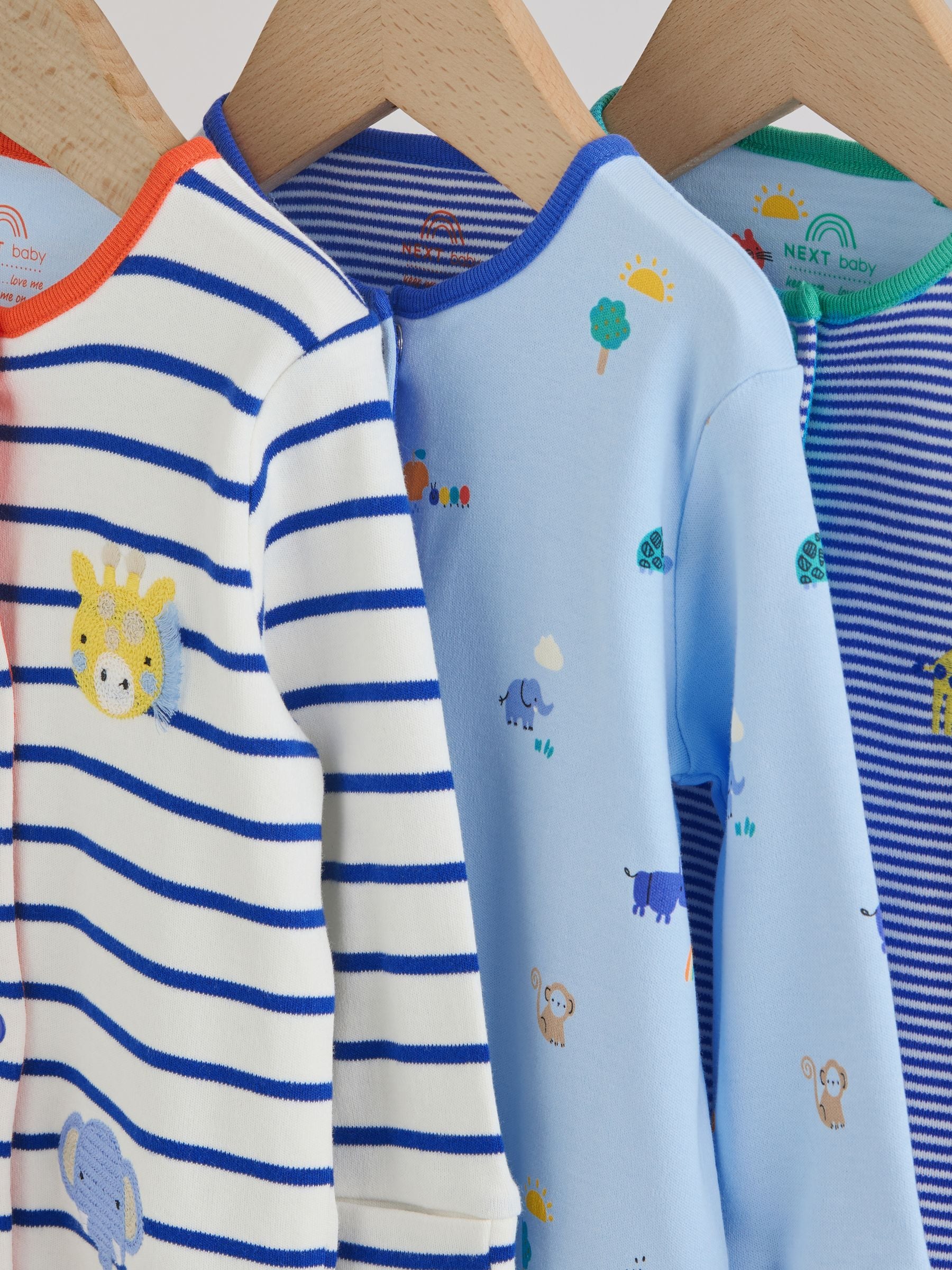 Blue Safari Baby Sleepsuits 3 Pack image 7