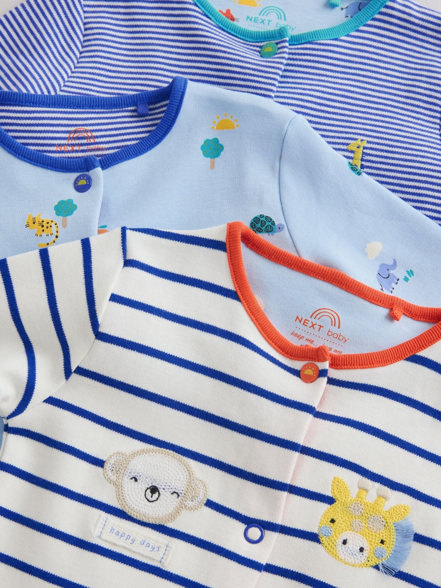 Blue Safari Baby Sleepsuits 3 Pack image 8
