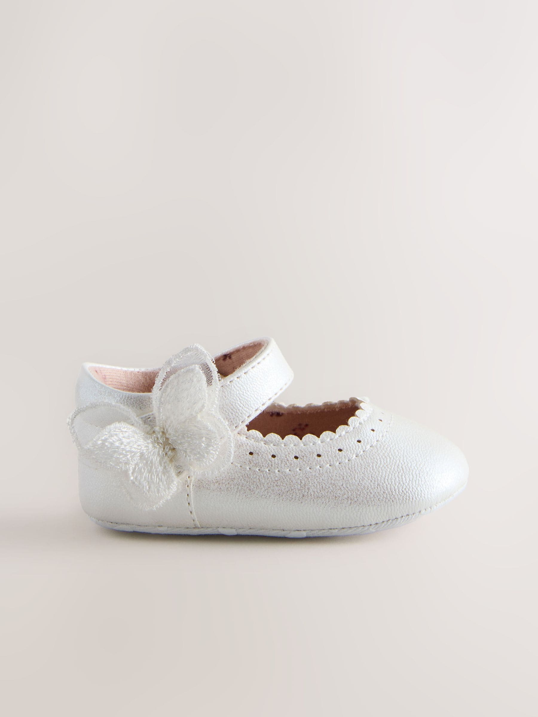 White Shimmer Butterfly Mary Jane Baby Shoes (0-18mths) image 4