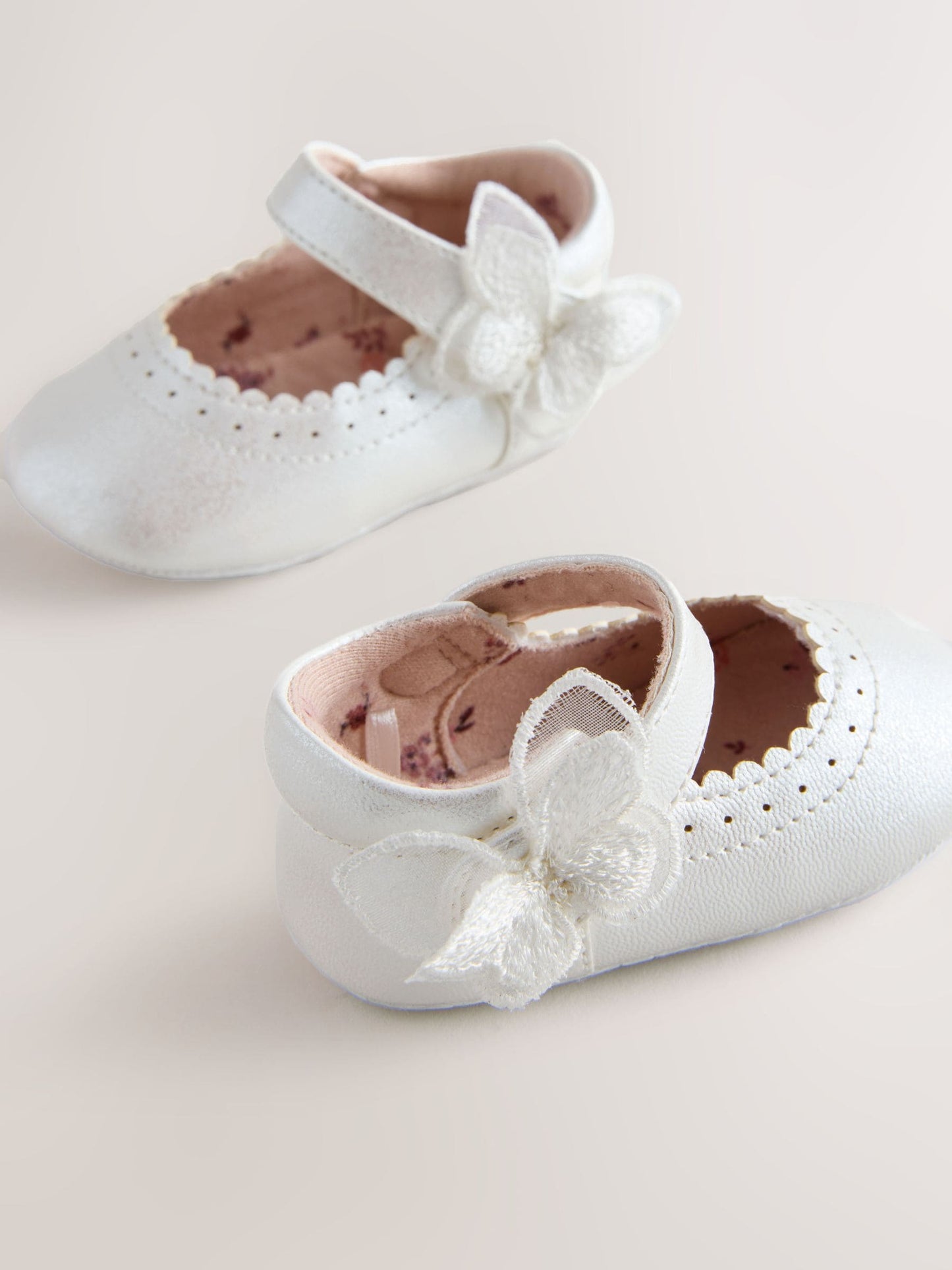 White Shimmer Butterfly Mary Jane Baby Shoes (0-18mths) image 4