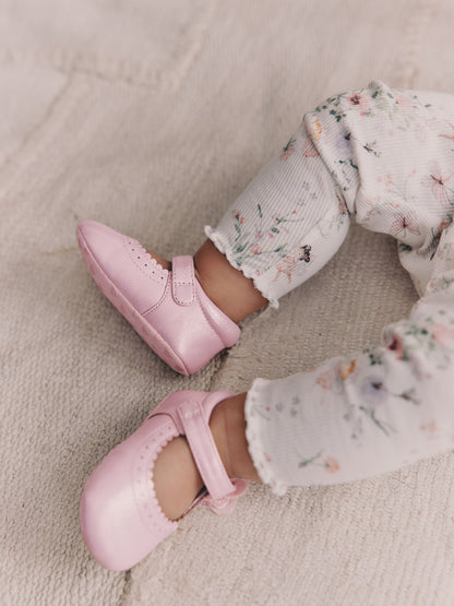 Pink Shimmer Butterfly Mary Jane Baby Shoes (0-18mths) image 2