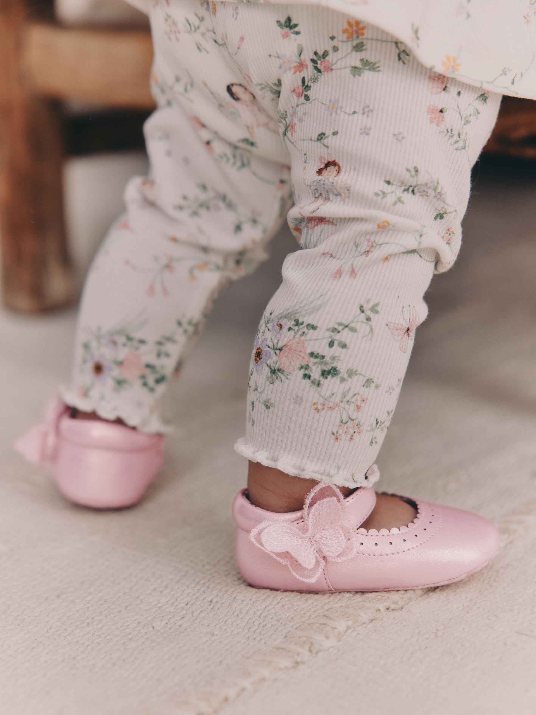 Pink Shimmer Butterfly Mary Jane Baby Shoes (0-18mths) image 3