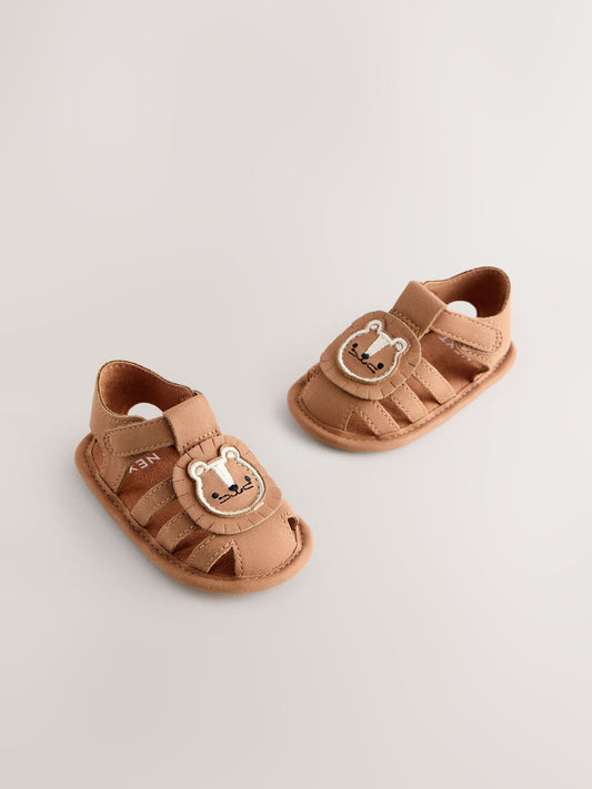 Tan Brown Lion Baby Fisherman Sandals (0-2mths) image 1