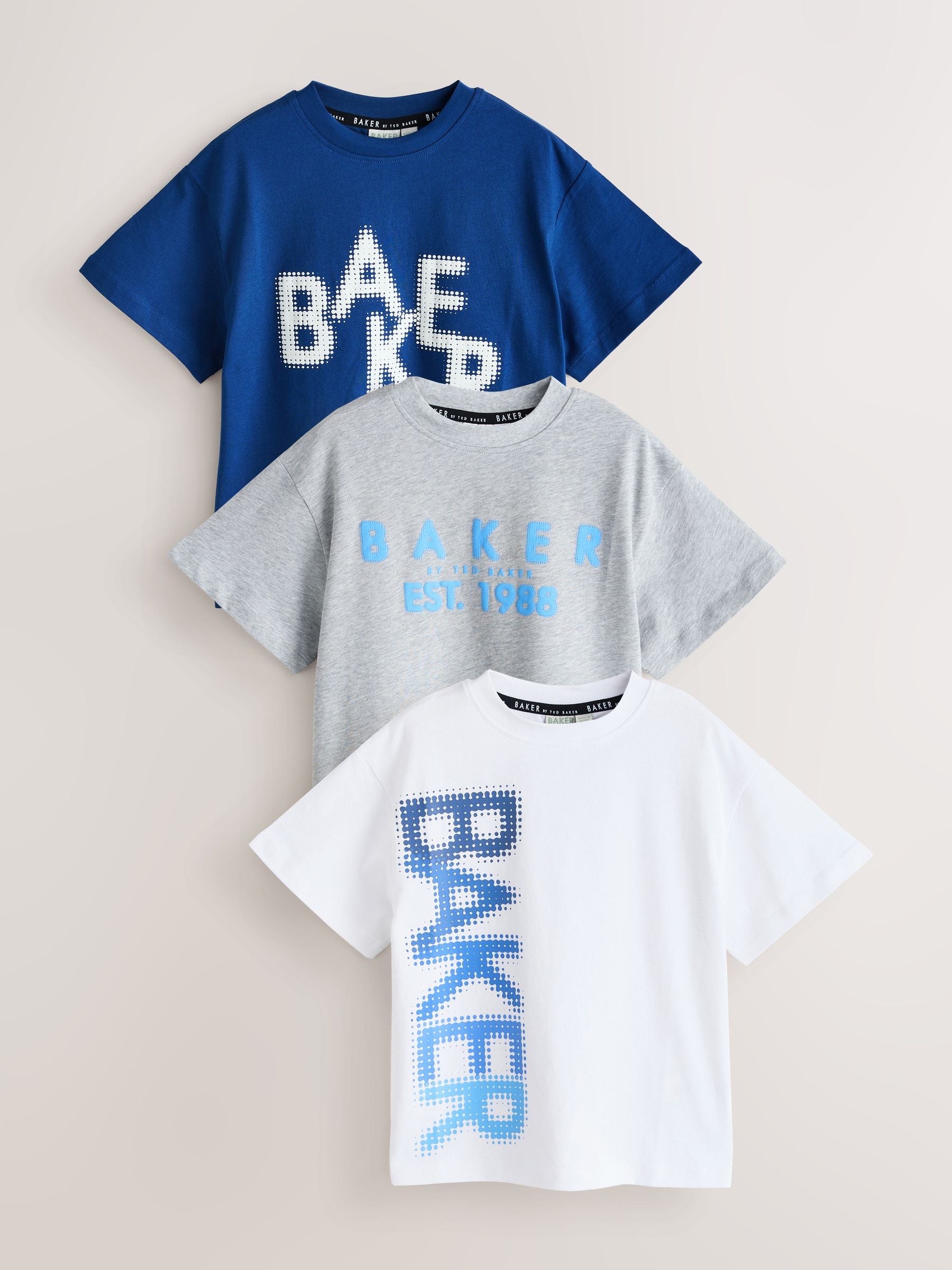 Dsiney Kidz - Baker by Ted Baker Blue/Grey/White Baker by Ted Baker 3 Pack T-Shirts image 1
