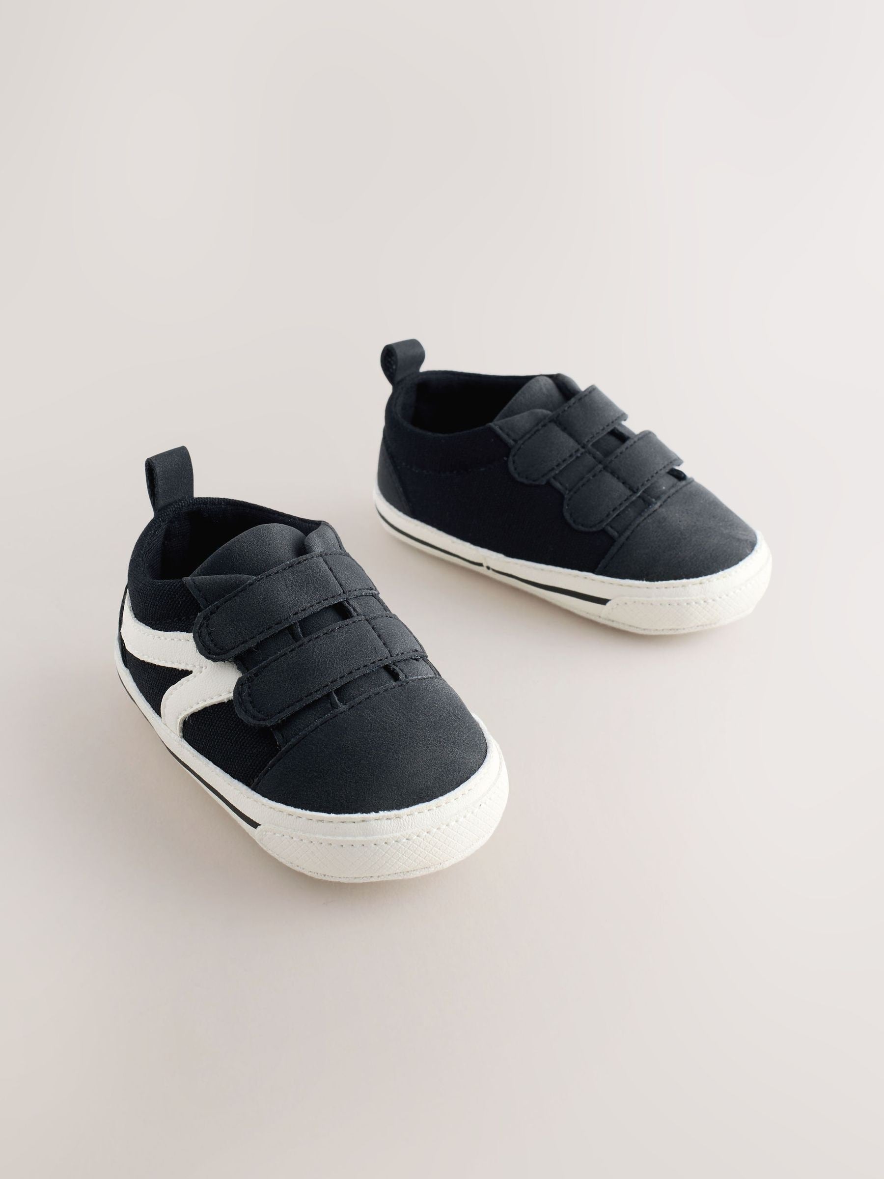 Black Touch Fastening Baby Trainers (0-2mths) image 1