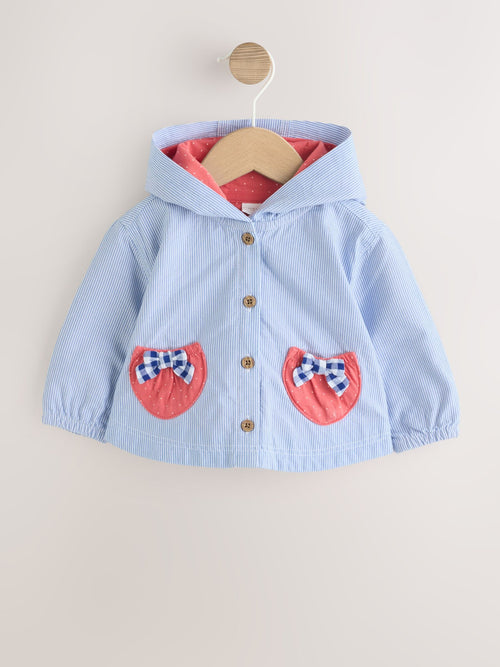 Blue Striped Strawberry Pocket Baby Hooded Jacket (0mths-2yrs) - image 1