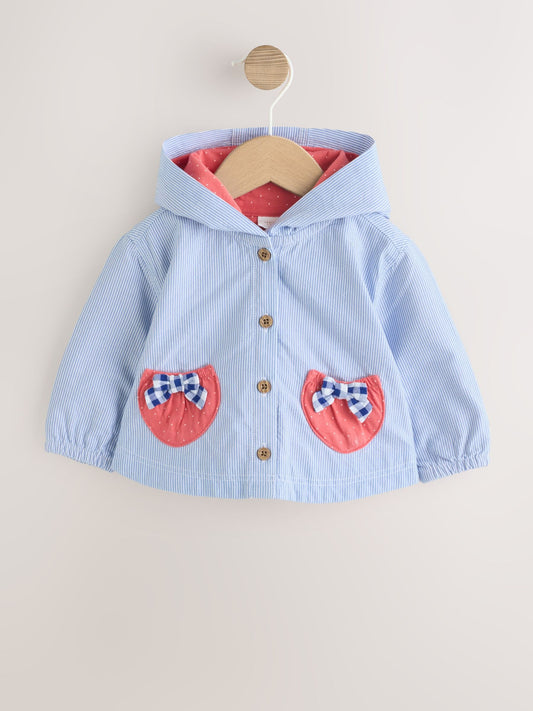 Blue Striped Strawberry Pocket Baby Hooded Jacket (0mths-2yrs) - image 1