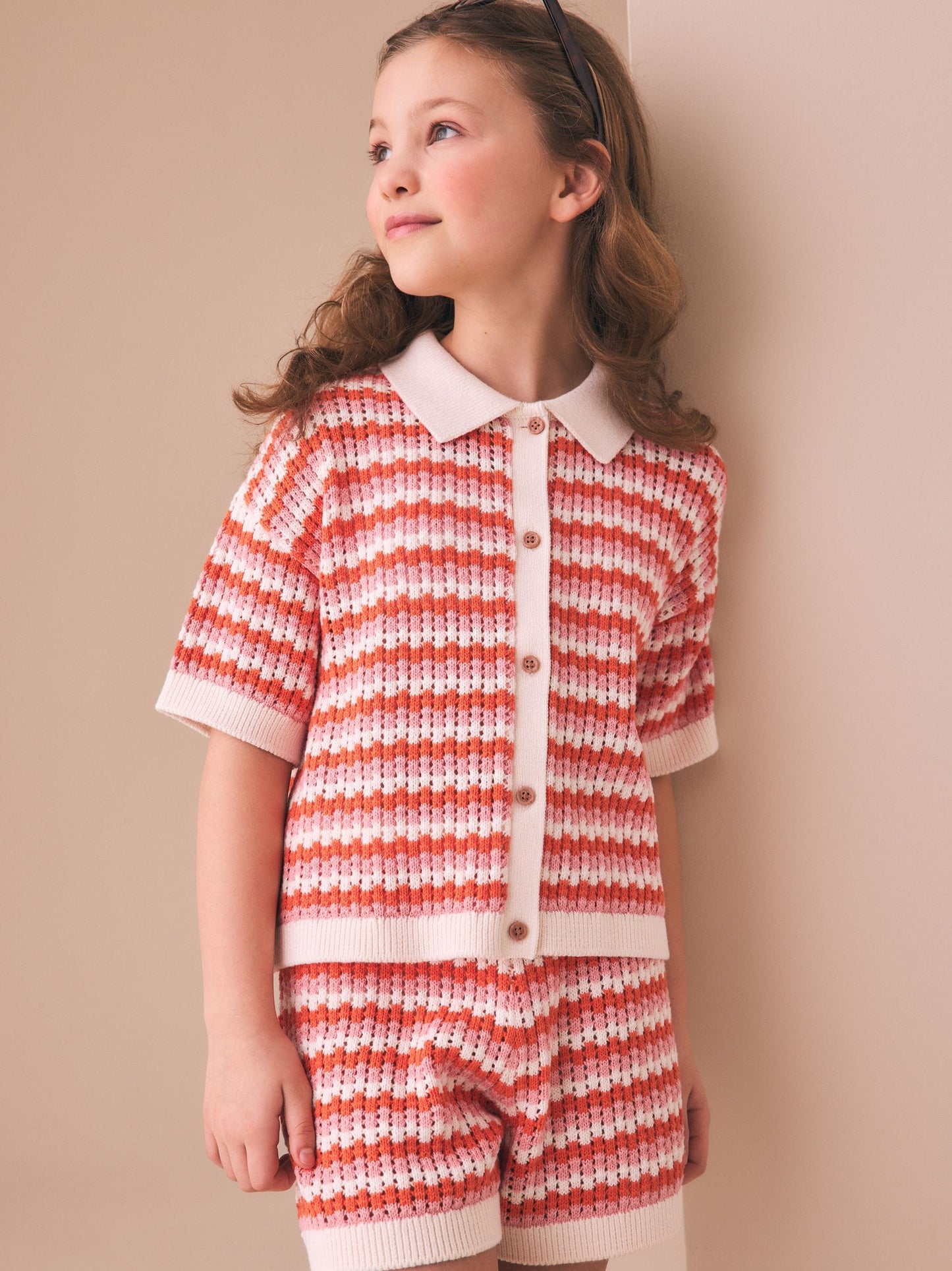 Dsiney Kidz - Orange Knitted Shirt & Shorts Set (3-16yrs) image 1
