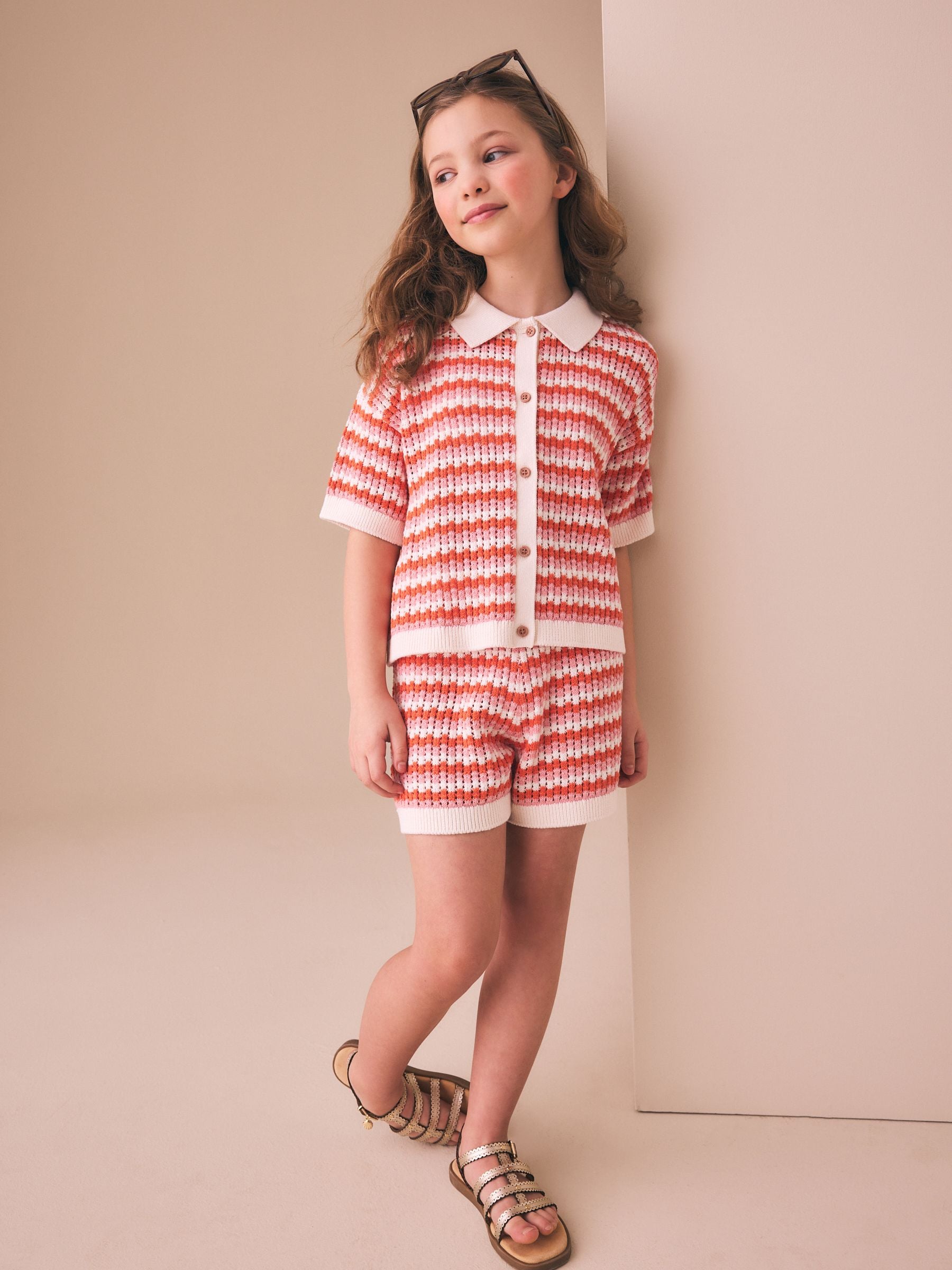 Dsiney Kidz - Orange Knitted Shirt & Shorts Set (3-16yrs) image 2