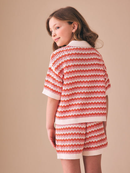 Dsiney Kidz - Orange Knitted Shirt & Shorts Set (3-16yrs) image 3