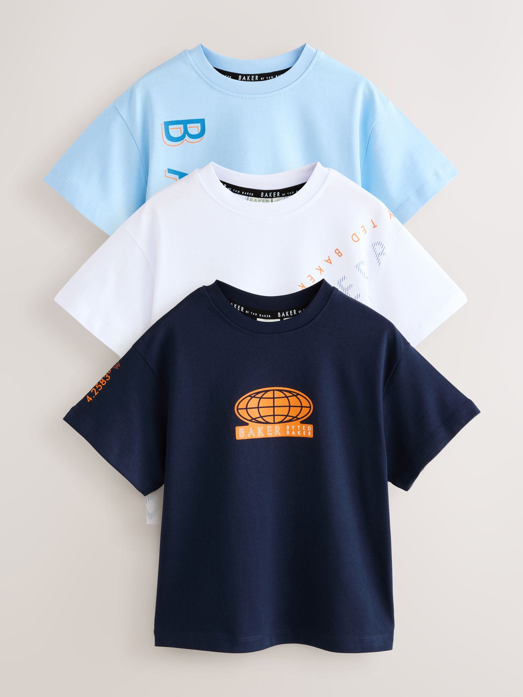 Dsiney Kidz - Baker by Ted Baker White/Blue/Navy Baker by Ted Baker 3 Pack T-Shirts image 1