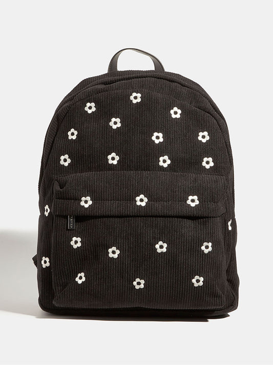 Skinnydip Black Ditsy Flower Print Embroidered Backpack image 1