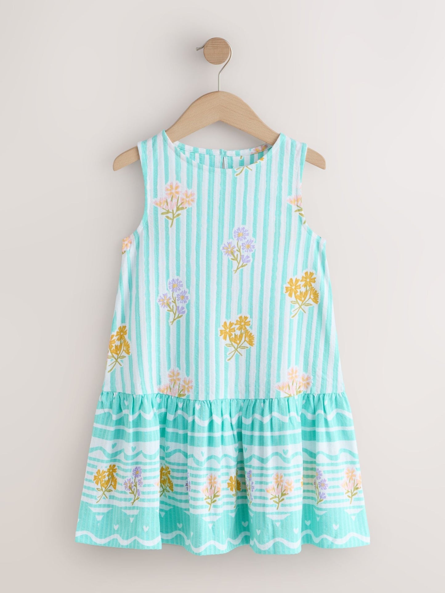 Pale Blue Floral Sleeveless Jersey Dress (3-16yrs) image 4