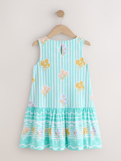 Pale Blue Floral Sleeveless Jersey Dress (3-16yrs) image 5