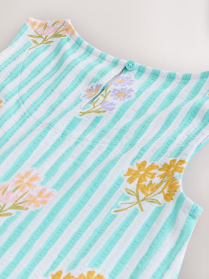 Pale Blue Floral Sleeveless Jersey Dress (3-16yrs) image 7