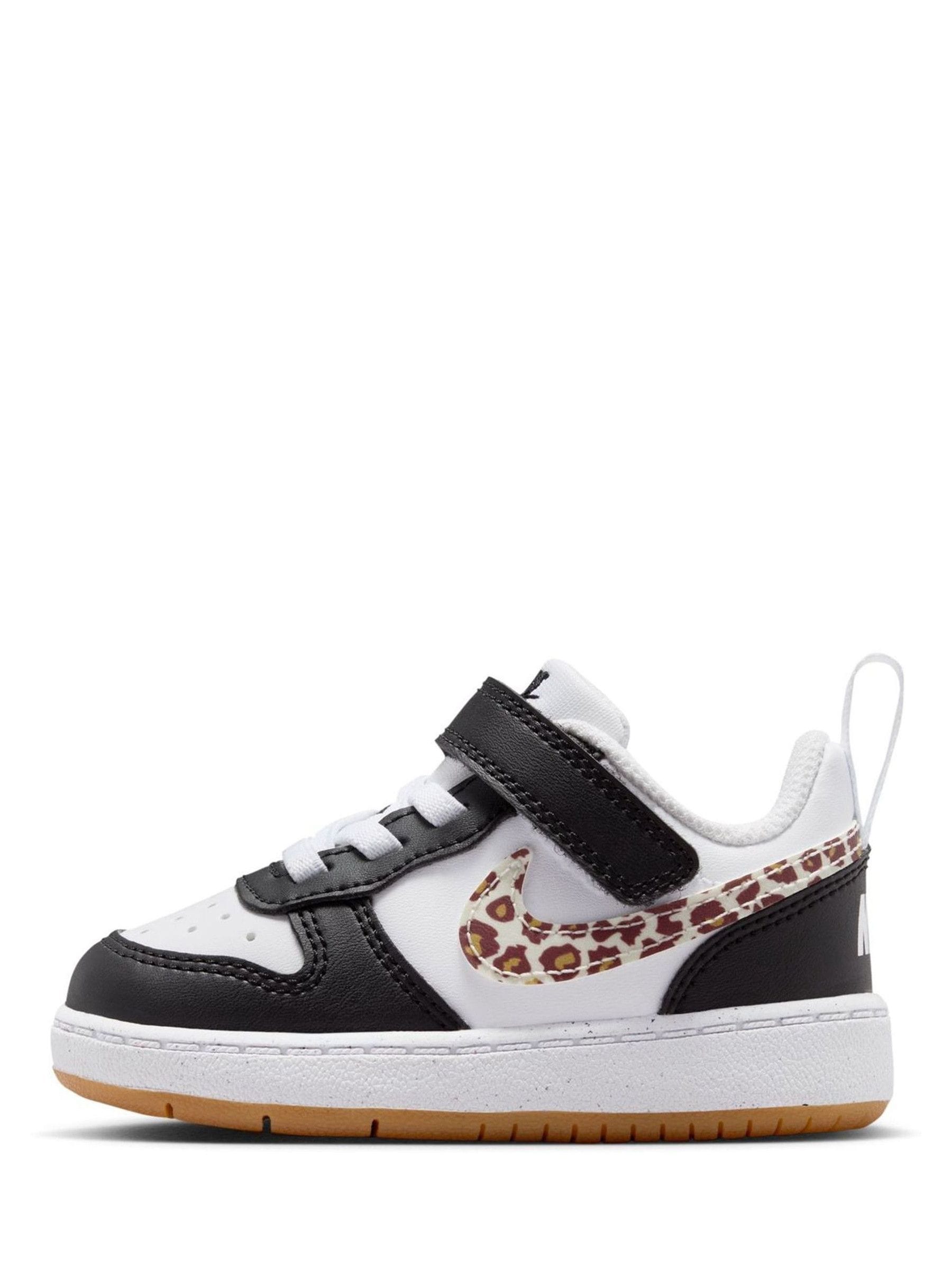 Nike Black/White/Leopard Print Infant Court Borough Low Recraft Trainers image 4
