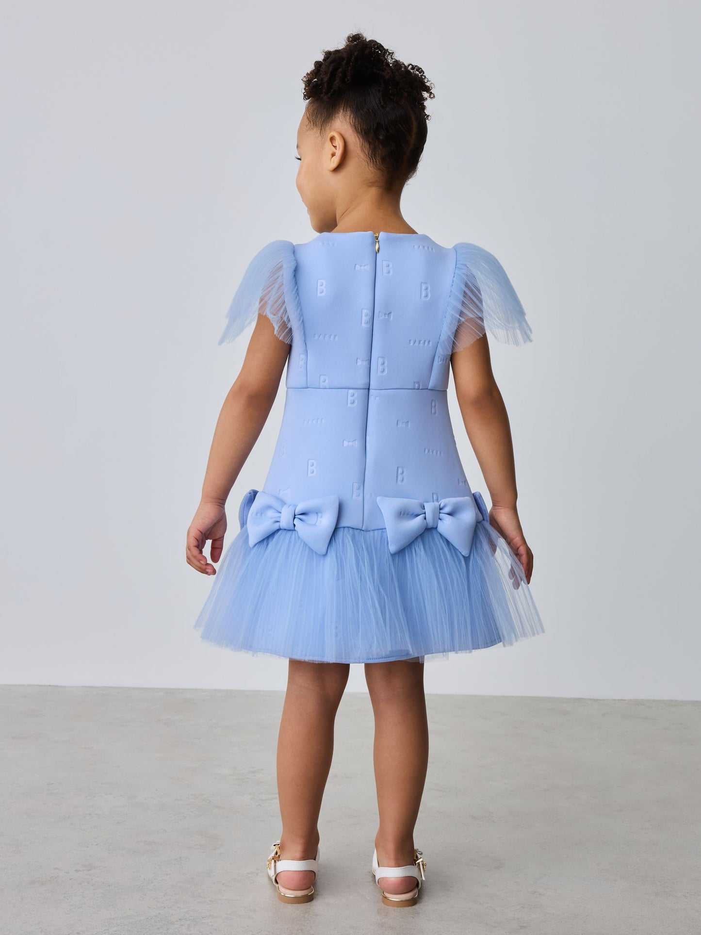 Baker by Ted Baker Angel Sleeve Mesh Bow Hem Embossed Scuba Dress image 2