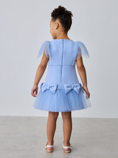 Baker by Ted Baker Angel Sleeve Mesh Bow Hem Embossed Scuba Dress image 2