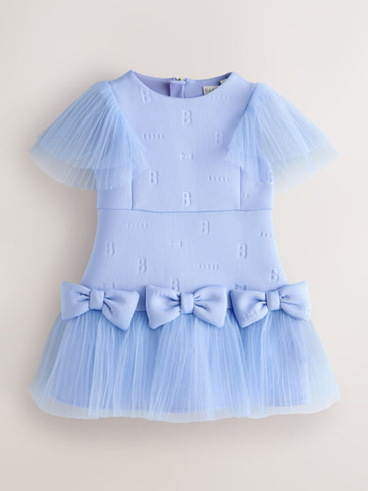Baker by Ted Baker Angel Sleeve Mesh Bow Hem Embossed Scuba Dress image 6