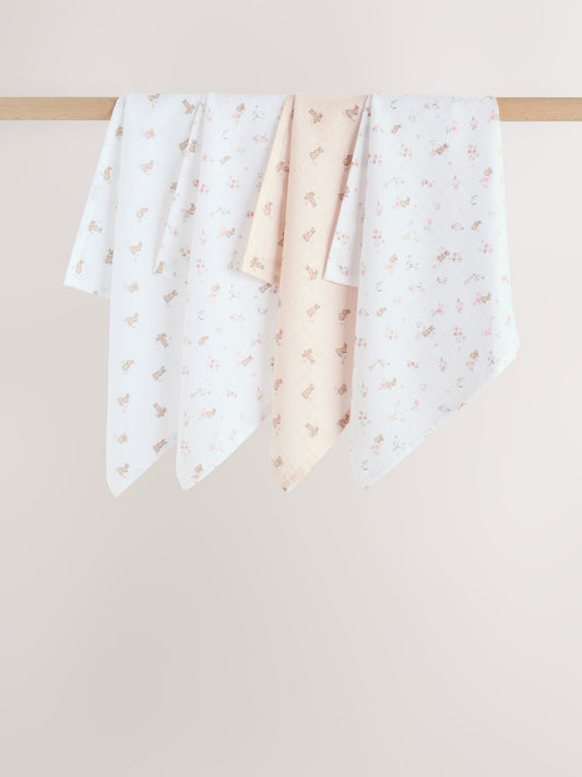 Pink Baby Muslin Cloths 4 Pack image 1