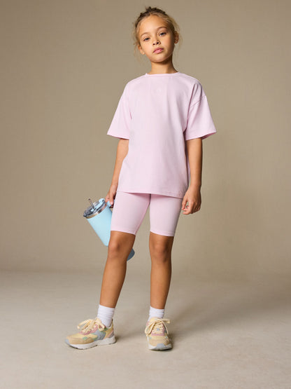 Dsiney Kidz - Pink Studio Aura Oversized T-Shirt Cycling Shorts Set (3-16yrs) image 3
