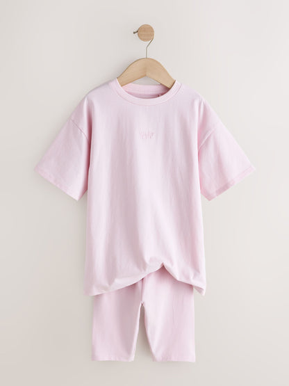 Dsiney Kidz - Pink Studio Aura Oversized T-Shirt Cycling Shorts Set (3-16yrs) image 6