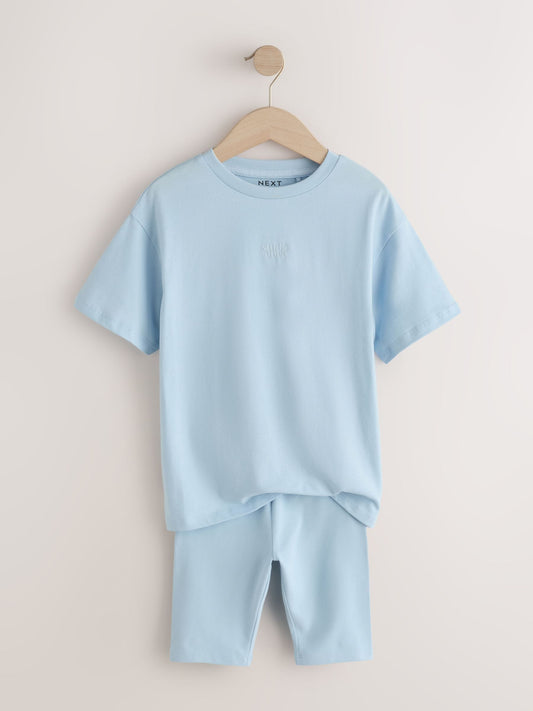 Blue Studio Aura Oversized T-Shirt Cycling Shorts Set (3-16yrs) image 3