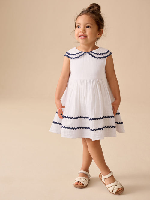 Dsiney Kidz - White Ric Rac Collar Dress (3mths-8yrs) image 1