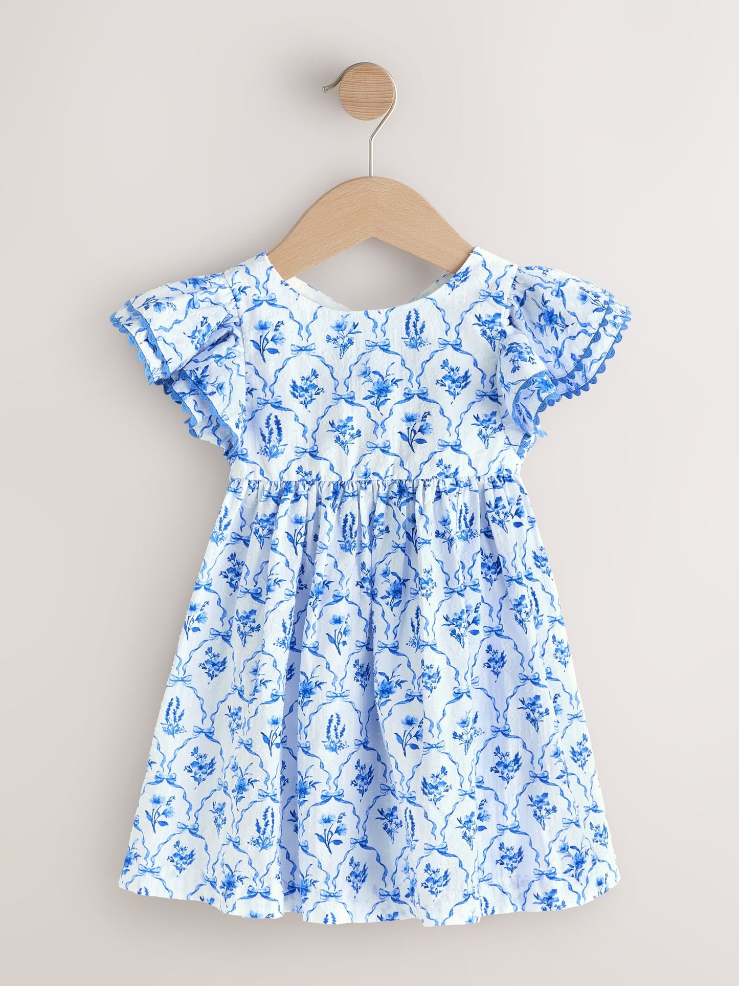 Blue Floral Angel Sleeve Dress (3mths-8yrs) image 2