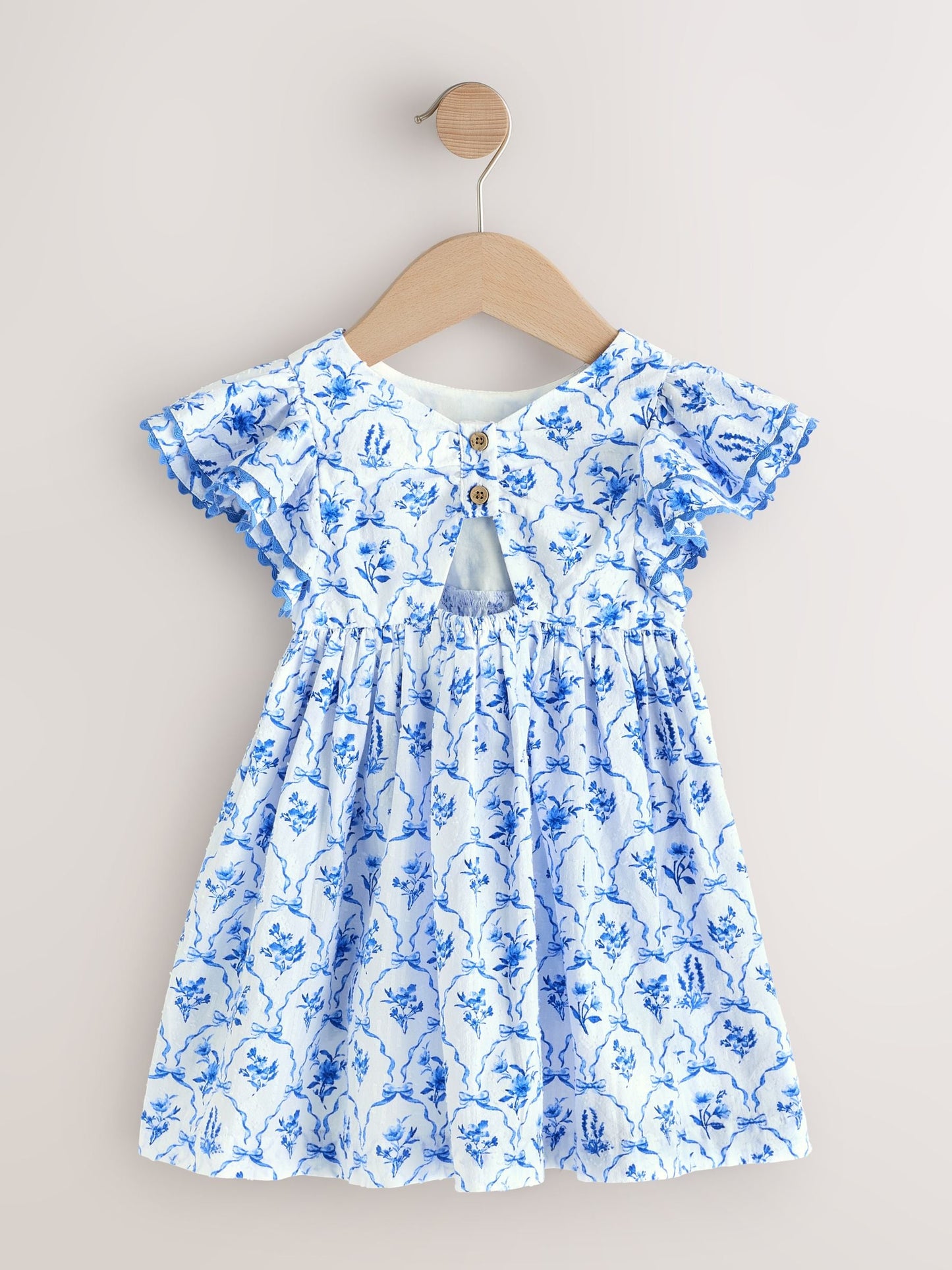 Blue Floral Angel Sleeve Dress (3mths-8yrs) image 3