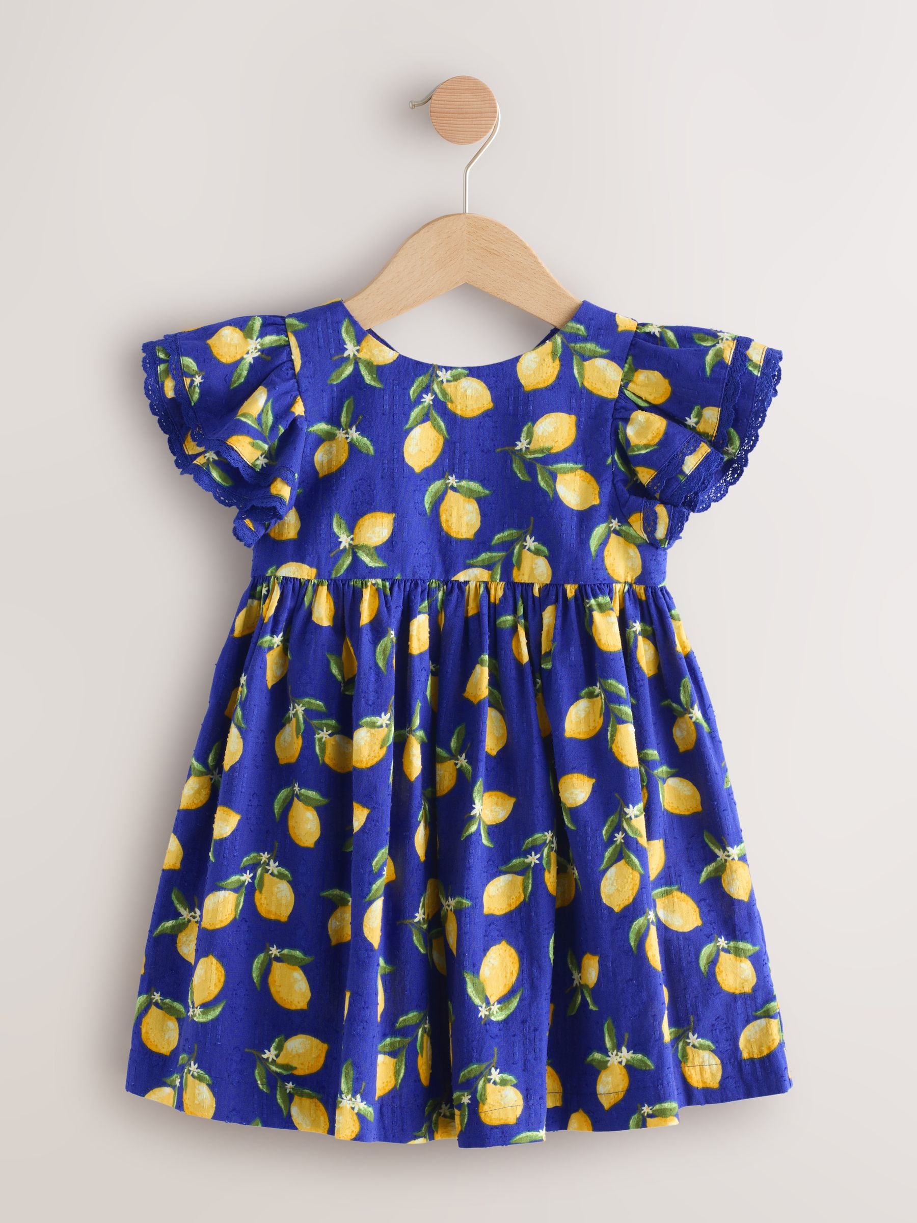 Blue Lemon Print Angel Sleeve Dress (3mths-8yrs) image 4