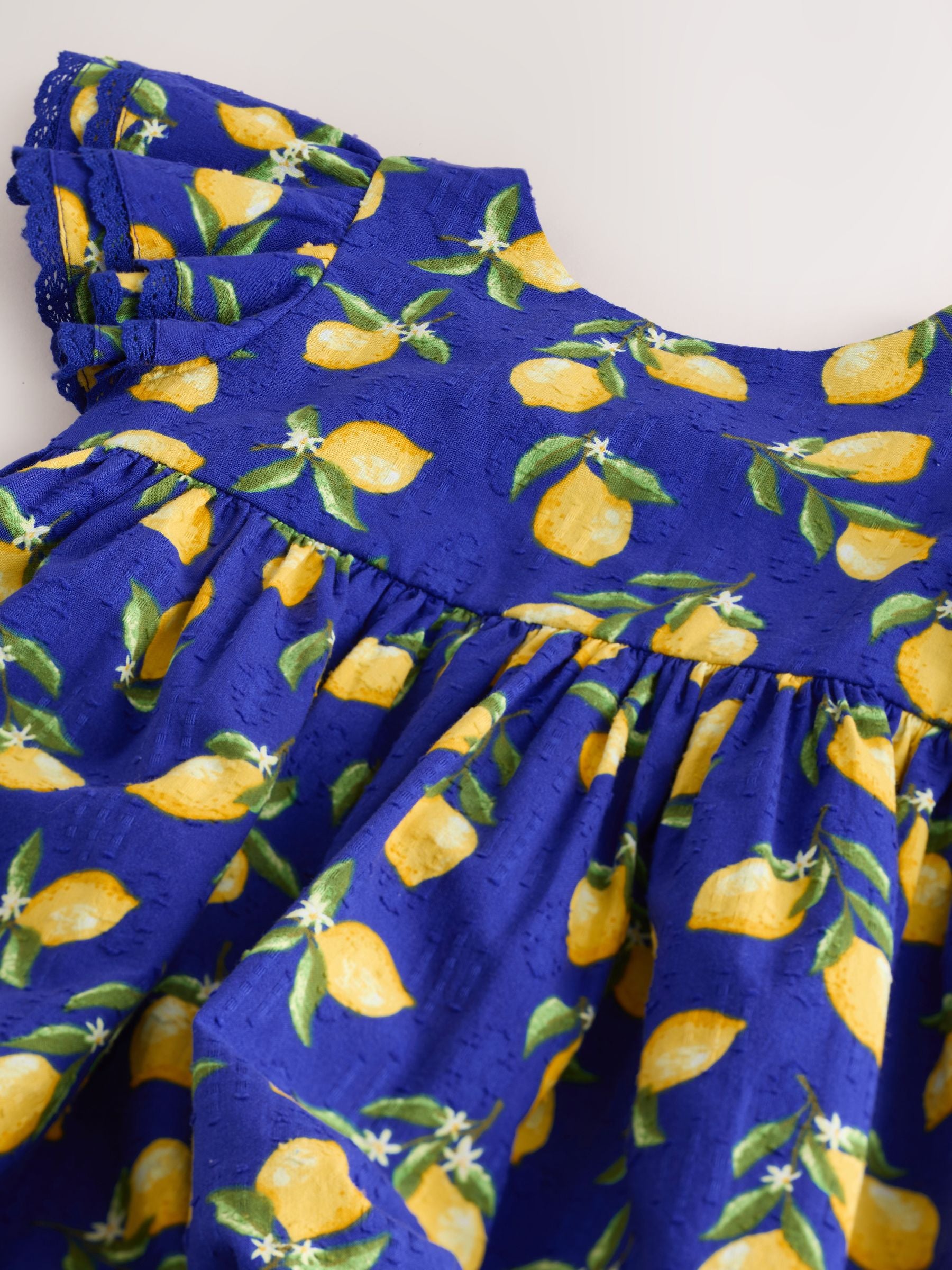 Blue Lemon Print Angel Sleeve Dress (3mths-8yrs) image 7