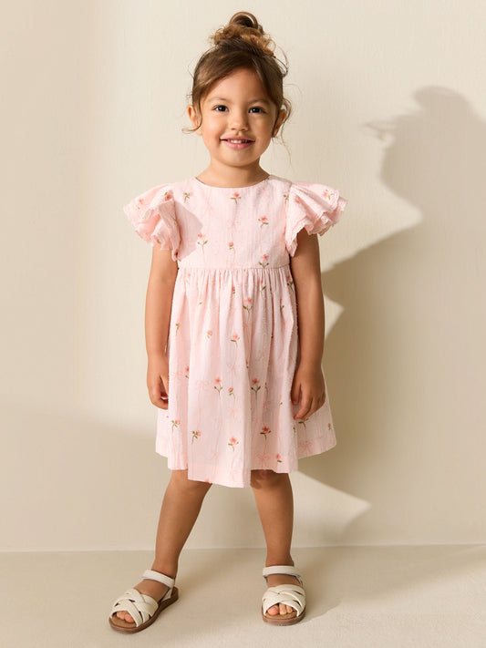 Dsiney Kidz - Pink Print Angel Sleeve Dress (3mths-8yrs) image 2