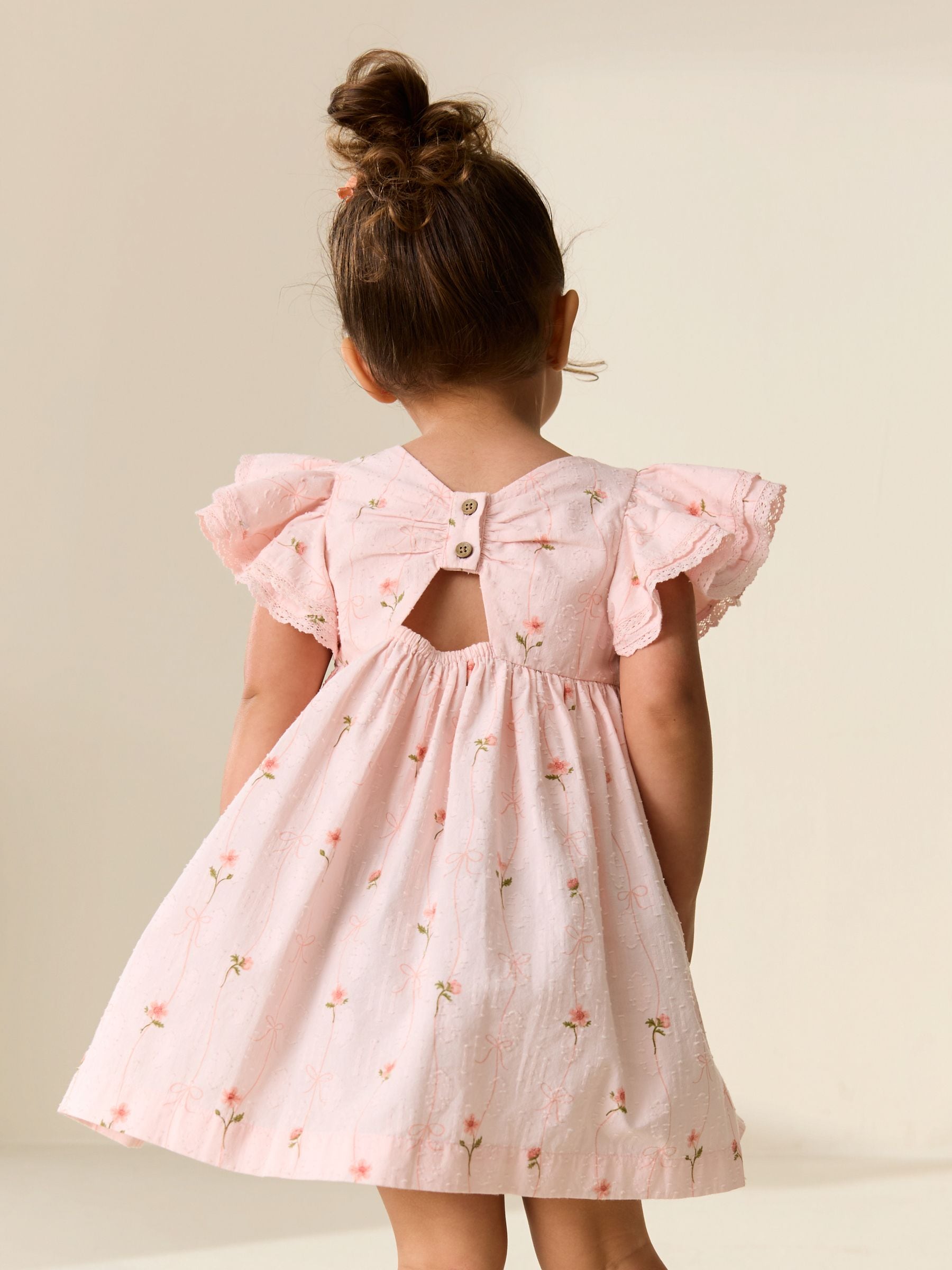 Pink Print Angel Sleeve Dress (3mths-8yrs) image 3
