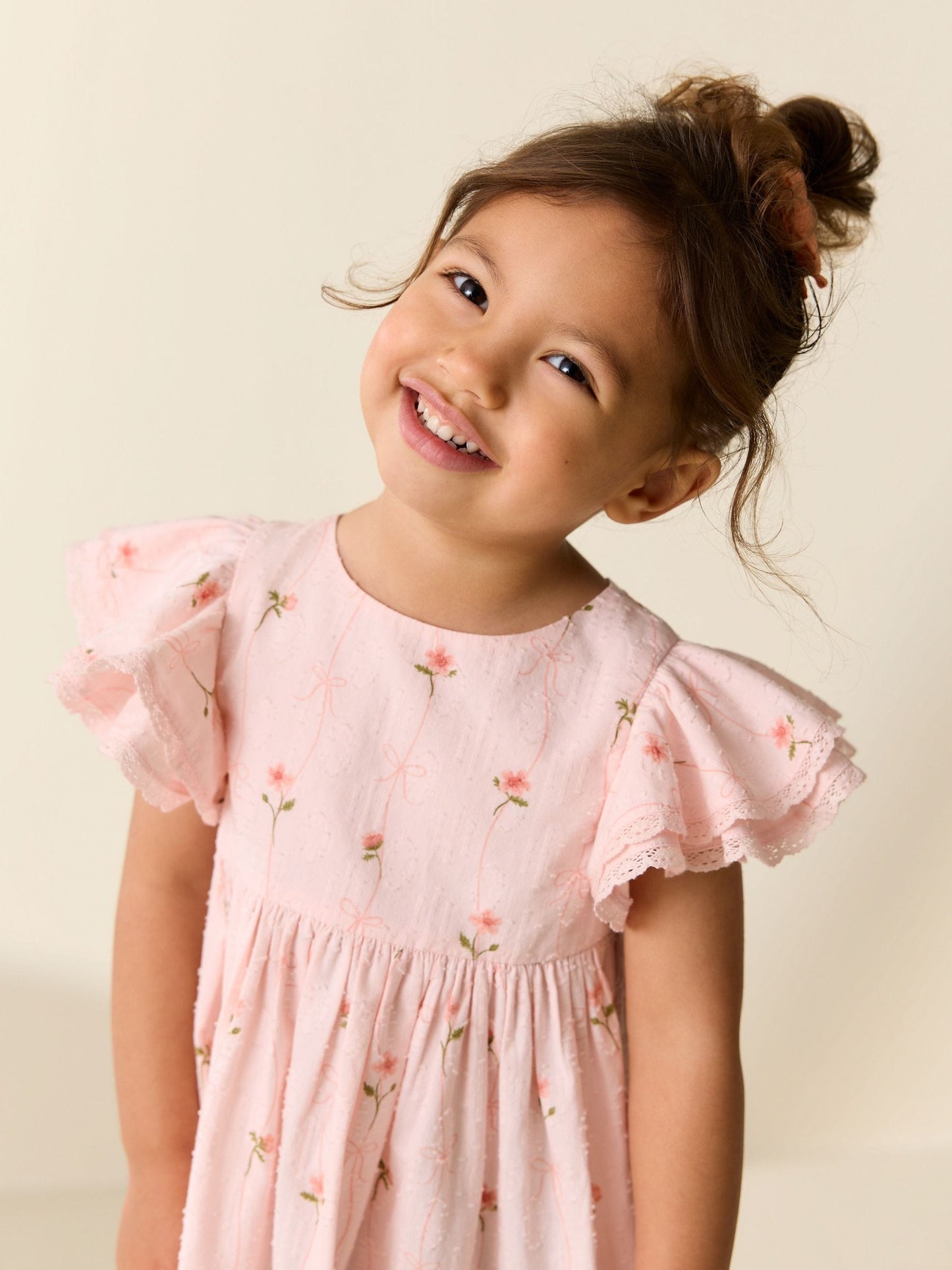Pink Print Angel Sleeve Dress (3mths-8yrs) image 4