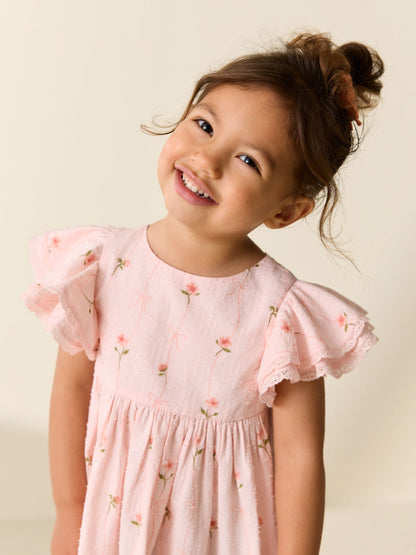 Pink Print Angel Sleeve Dress (3mths-8yrs) image 4