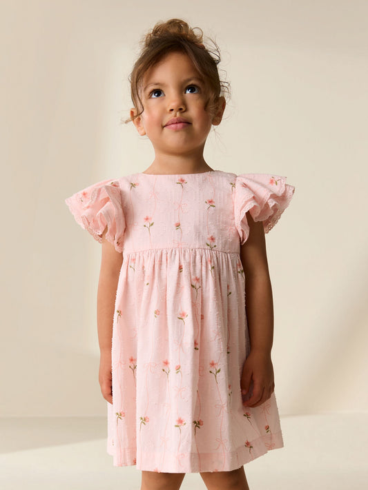 Dsiney Kidz - Pink Print Angel Sleeve Dress (3mths-8yrs) image 1