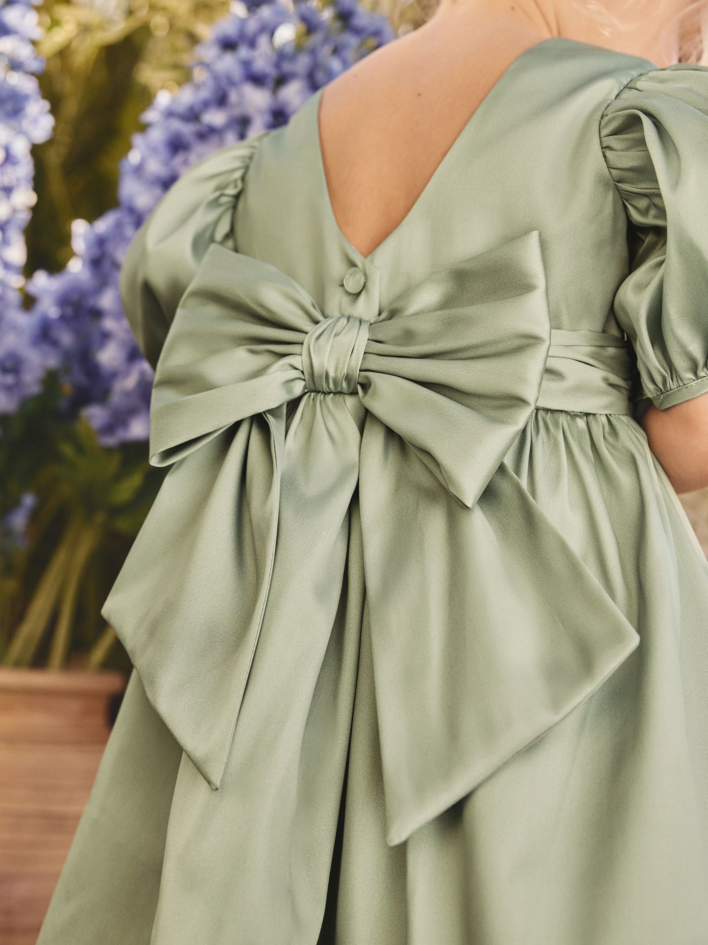 Sage Green Flower Girl Taffeta Bow Dress (3mths-8yrs) image 4