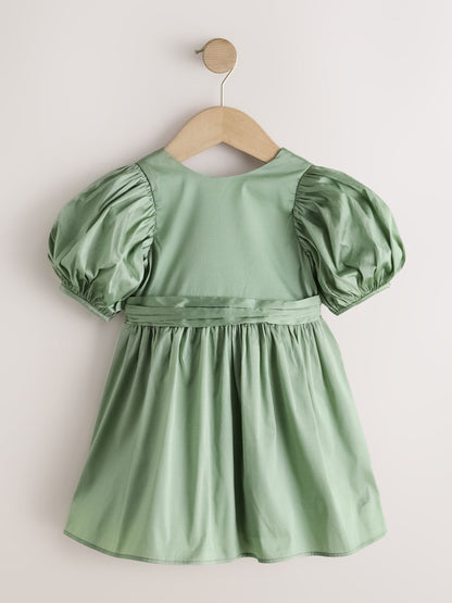 Sage Green Flower Girl Taffeta Bow Dress (3mths-8yrs) image 5