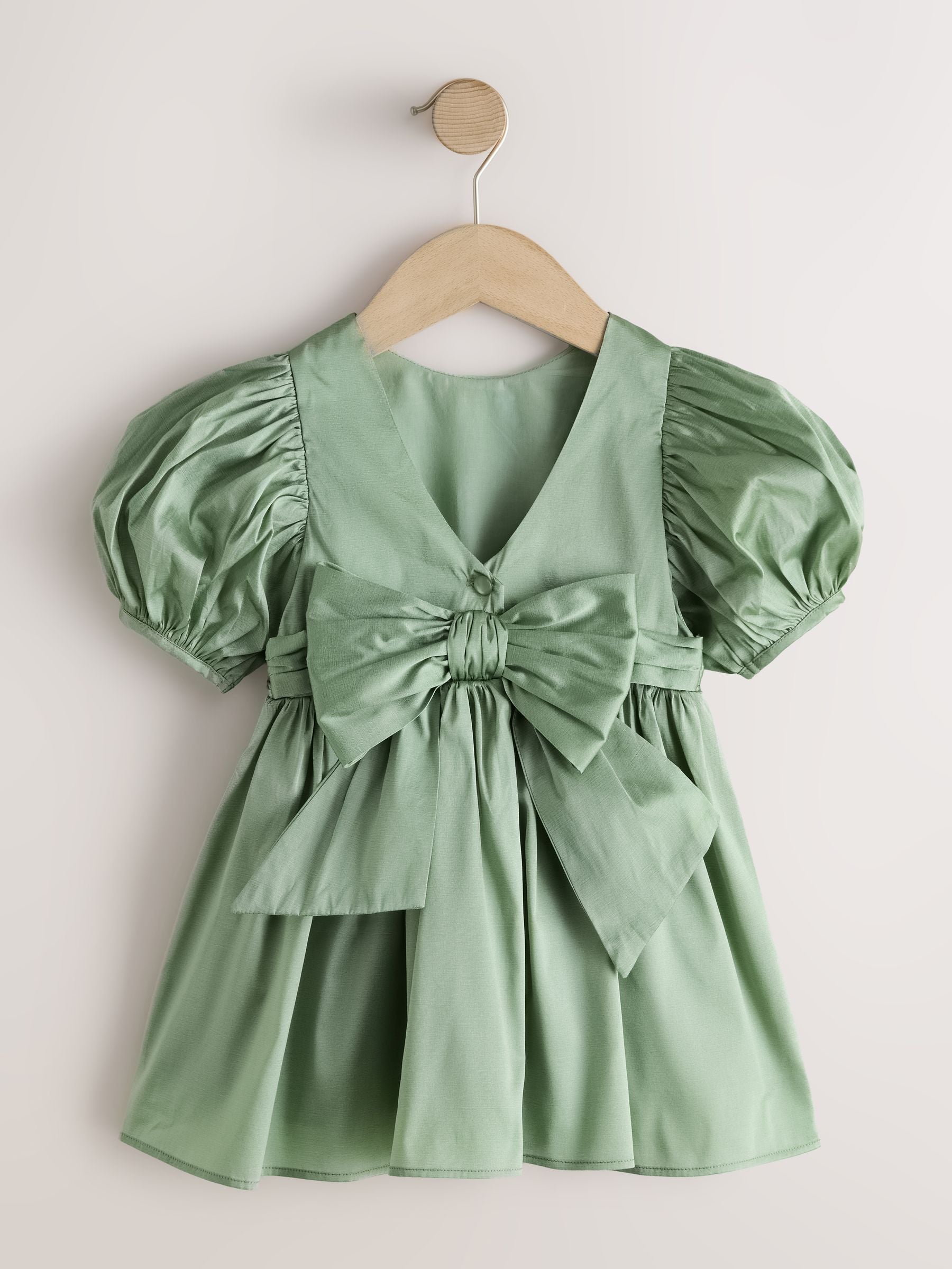 Sage Green Flower Girl Taffeta Bow Dress (3mths-8yrs) image 6