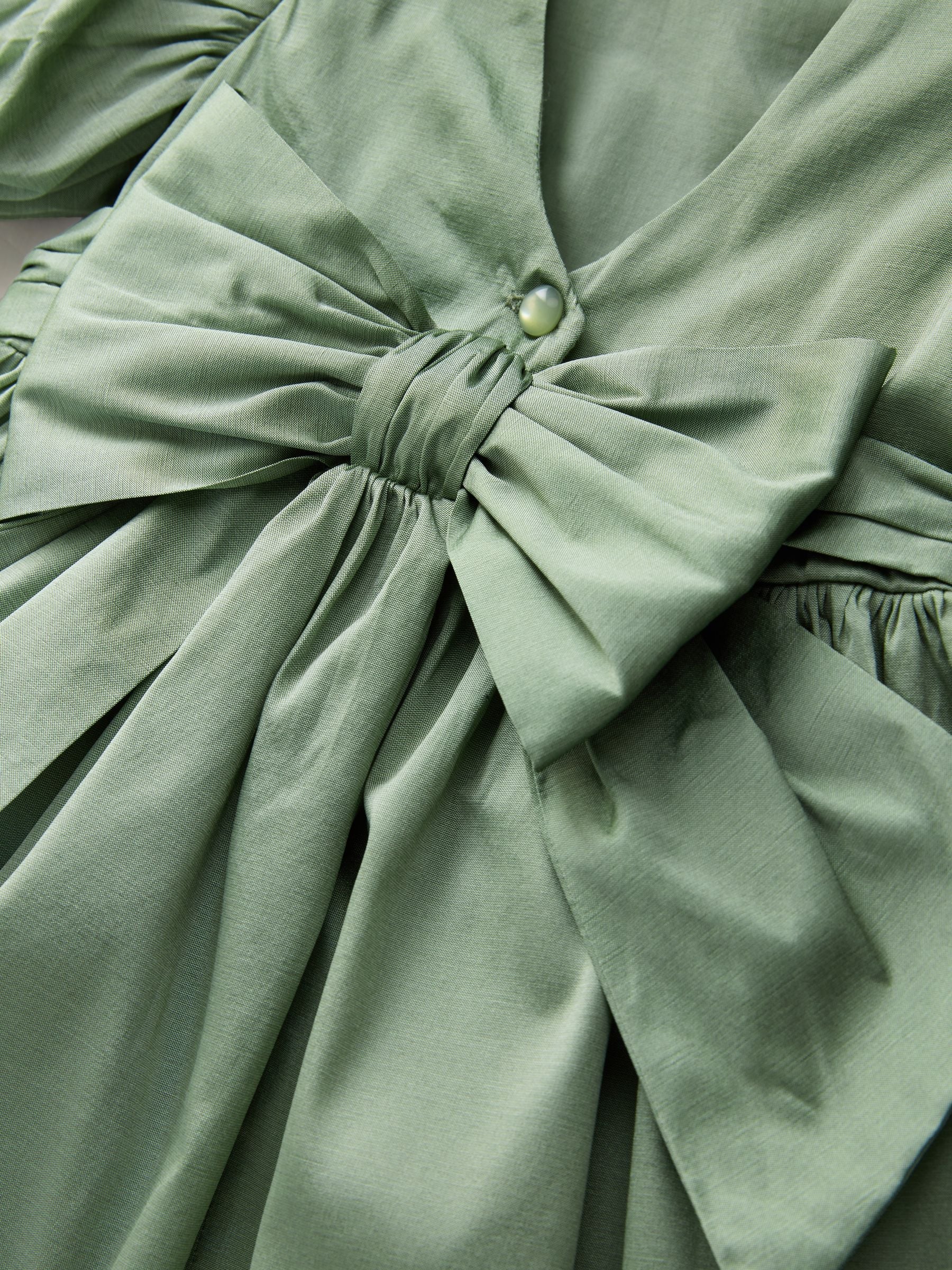 Sage Green Flower Girl Taffeta Bow Dress (3mths-8yrs) image 7
