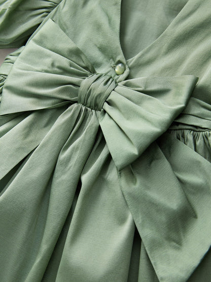 Sage Green Flower Girl Taffeta Bow Dress (3mths-8yrs) image 7