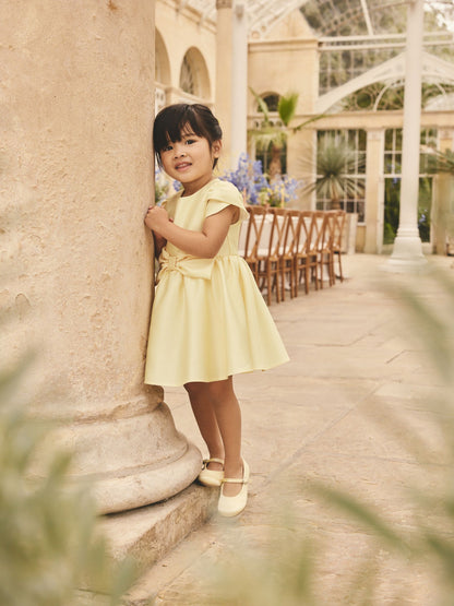 Butter Yellow Flower Girls Bow Front Dress (3mths-10yrs) image 2
